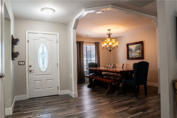 Chandelier, Dining room, Interior, Wood Texture Flooring