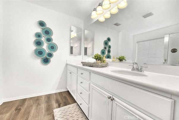 Bathroom, Dual Sink Vanities, Interior, Wood Texture Flooring