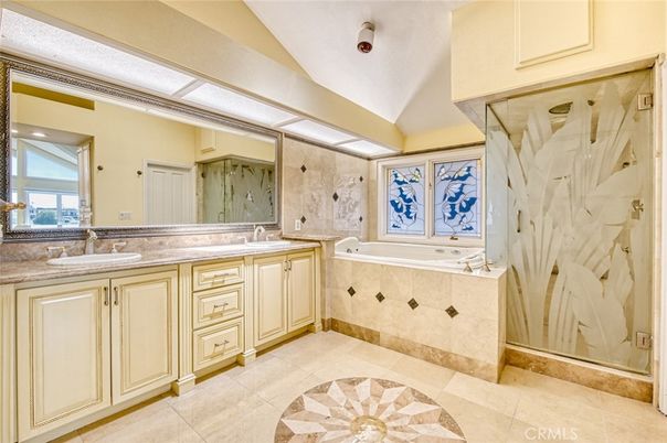 Bathroom, Dual Sink Vanities, Glass Shower, Interior, Marble Walls