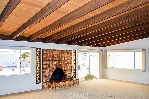 Empty room, Fireplace, Interior, Wooden Beams, Wooden Ceilings