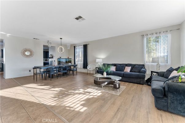 Dining room, Interior, Living room, Pendant Lights, Wood Texture Flooring