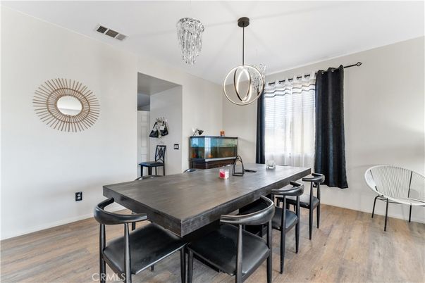 Chandelier, Dining room, Interior, Pendant Lights, Wood Texture Flooring