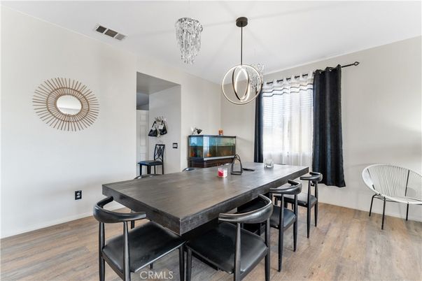 Chandelier, Dining room, Interior, Pendant Lights, Wood Texture Flooring