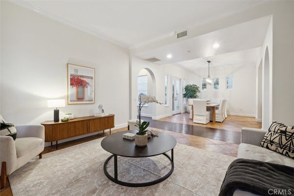 Dining room, Interior, Living room, Pendant Lights, Recessed Lighting, Wood Texture Flooring