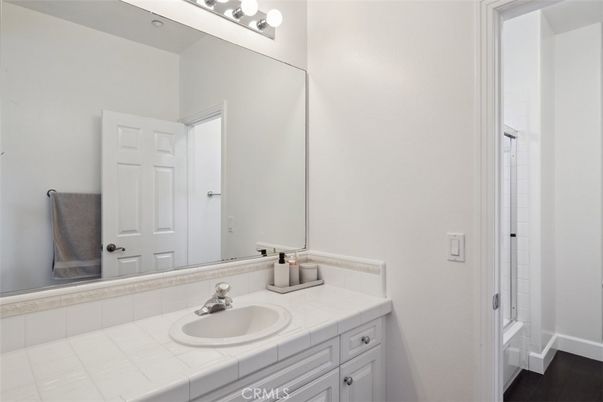 Bathroom, Interior, Tile Countertops, Wood Texture Flooring