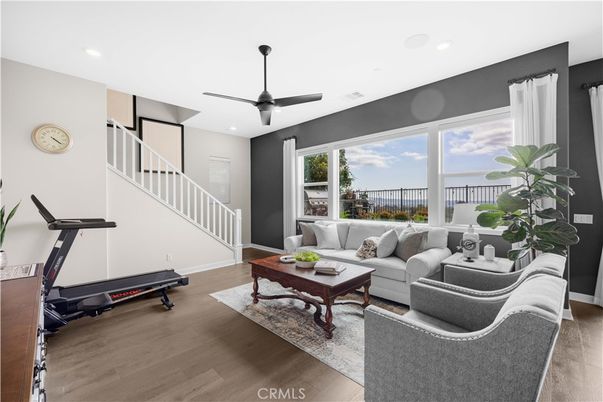 Fitness Equipment, Interior, Living room, Recessed Lighting, Water, Wood Texture Flooring