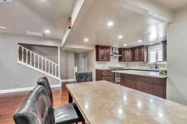Interior, Kitchen, Recessed Lighting, Wood Texture Flooring
