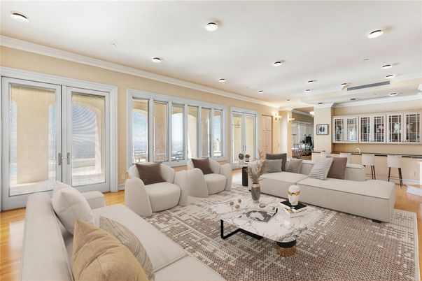 Interior, Living room, Recessed Lighting, Wood Texture Flooring