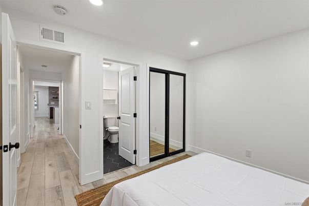 Bathroom, Interior, Recessed Lighting, Wood Texture Flooring