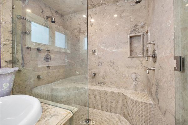 Bathroom, Glass Shower, Interior, Recessed Lighting