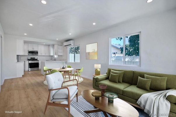 Dining room, Interior, Kitchen, Living room, Recessed Lighting, Stainless Steel Appliances, Wood Texture Flooring