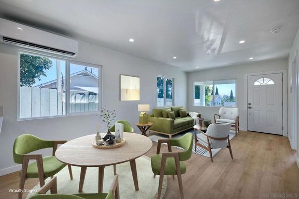 Dining room, Interior, Living room, Recessed Lighting, Wood Texture Flooring