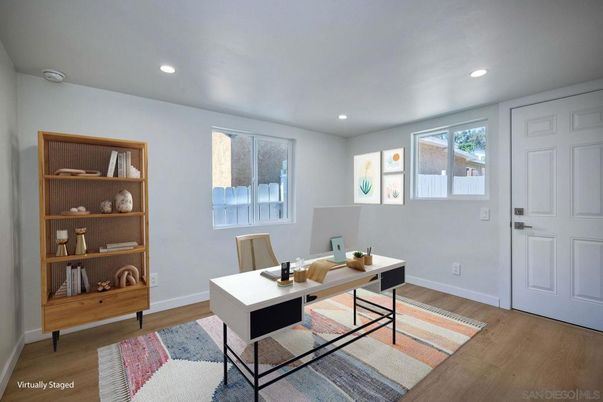 Home Office, Interior, Recessed Lighting, Wood Texture Flooring