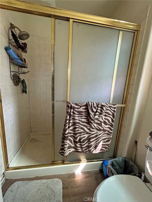 Bathroom, Glass Shower, Interior, Wood Texture Flooring