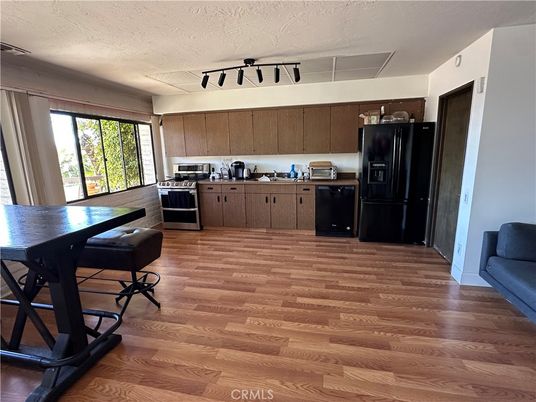 Interior, Kitchen, Stainless Steel Appliances, Wood Texture Flooring
