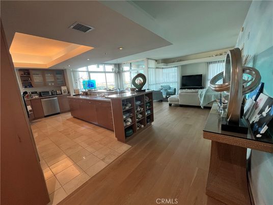 Interior, Kitchen, Living room, Recessed Lighting, Stainless Steel Appliances, Wood Texture Flooring