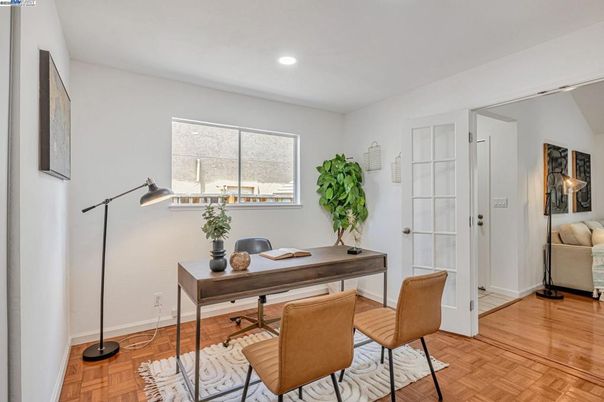 Home Office, Interior, Recessed Lighting, Wood Texture Flooring