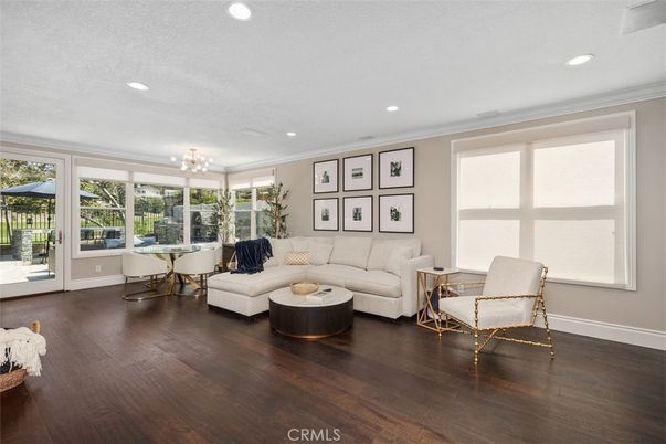 Chandelier, Dining room, Interior, Living room, Recessed Lighting, Wood Texture Flooring