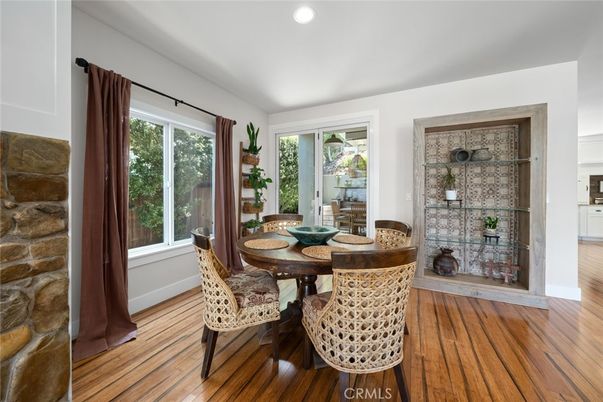 Dining room, Interior, Recessed Lighting, Wood Texture Flooring