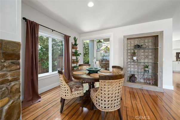 Dining room, Interior, Recessed Lighting, Wood Texture Flooring