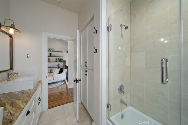 Bathroom, Bedroom, Glass Shower, Interior, Wood Texture Flooring
