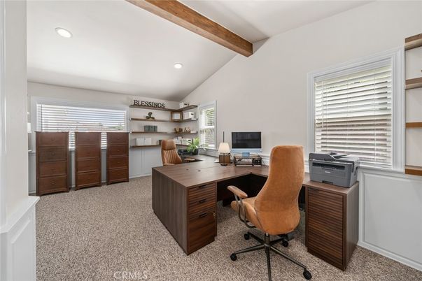Home Office, Interior, Recessed Lighting, Wooden Beams