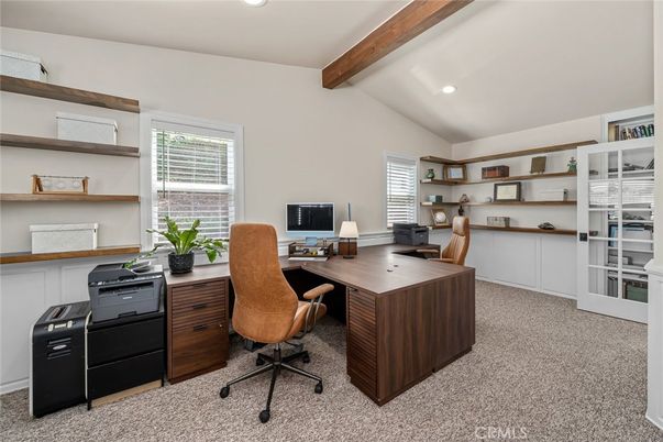 Home Office, Interior, Recessed Lighting, Wooden Beams