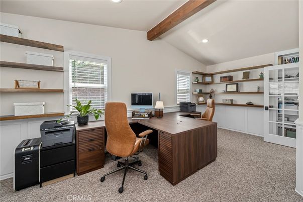 Home Office, Interior, Recessed Lighting, Wooden Beams