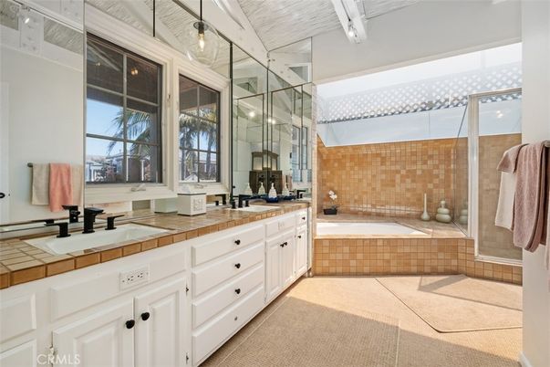 Bathroom, Dual Sink Vanities, Glass Shower, Interior, Tile Countertops