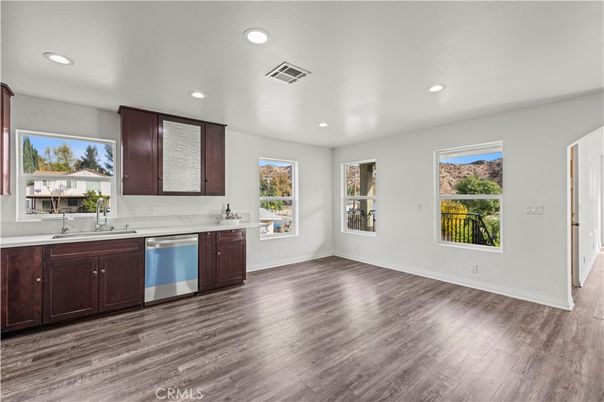 Interior, Kitchen, Recessed Lighting, Wood Texture Flooring