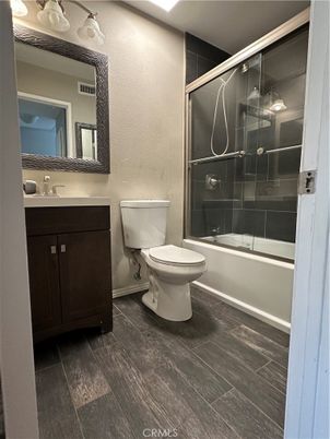 Bathroom, Glass Shower, Interior, Wood Texture Flooring