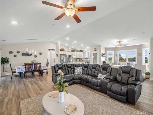 Dining room, Interior, Kitchen, Living room, Pendant Lights, Recessed Lighting, Stainless Steel Appliances, Wood Texture Flooring
