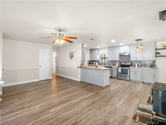 Interior, Kitchen, Pendant Lights, Recessed Lighting, Wood Texture Flooring
