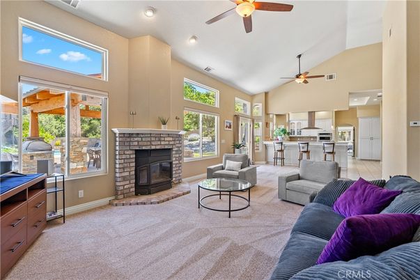 Fireplace, Interior, Kitchen, Living room, Recessed Lighting