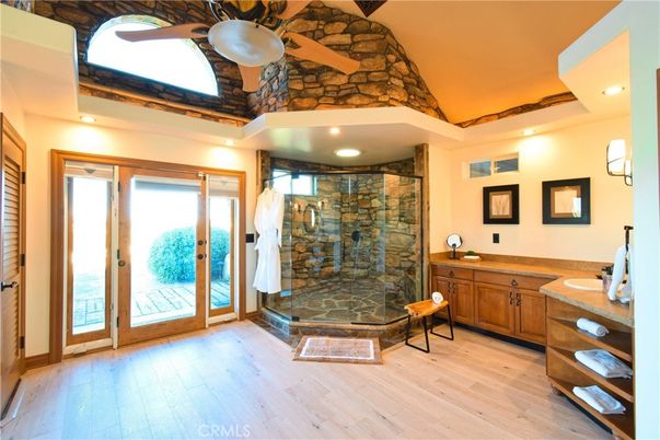 Interior, Recessed Lighting, Stone Walls, Wood Texture Flooring