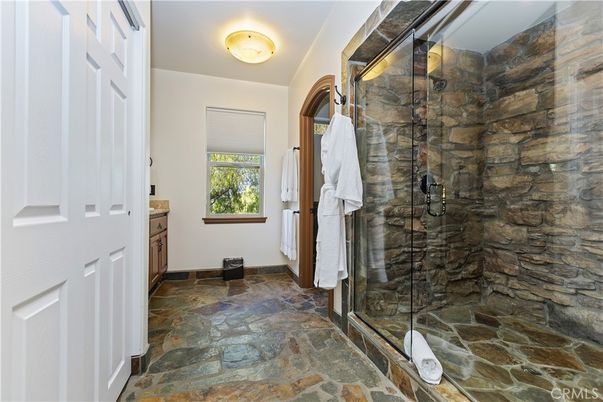 Bathroom, Glass Shower, Interior, Stone Walls