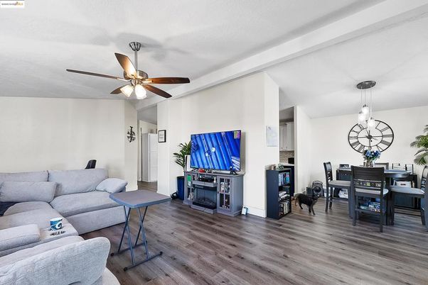 Dining room, Interior, Living room, Pendant Lights, Wood Texture Flooring