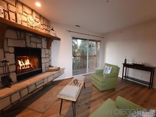 Fireplace, Interior, Recessed Lighting, Wood Texture Flooring