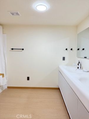 Bathroom, Interior, Recessed Lighting, Wood Texture Flooring