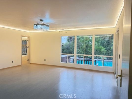 Chandelier, Empty room, Interior, Wood Texture Flooring