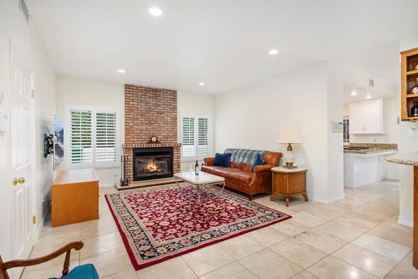 Fireplace, Interior, Living room, Recessed Lighting, Stone Walls