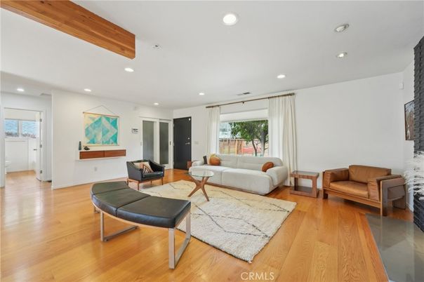 Interior, Living room, Recessed Lighting, Wooden Beams, Wood Texture Flooring