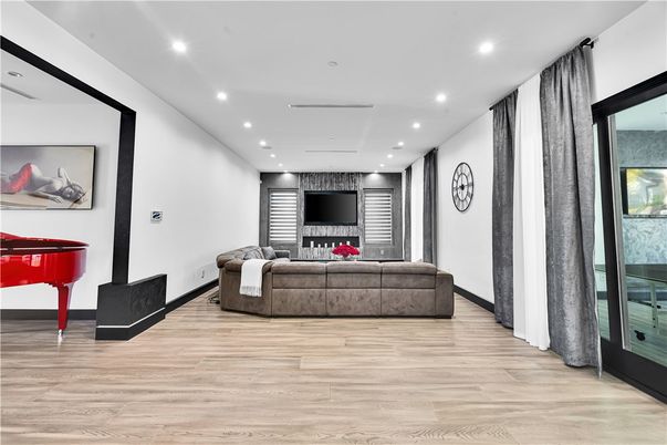 Interior, Living room, Recessed Lighting, Wood Texture Flooring