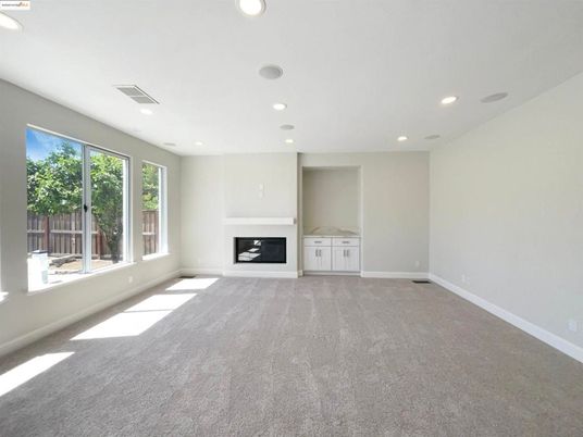 Empty room, Fireplace, Interior, Recessed Lighting