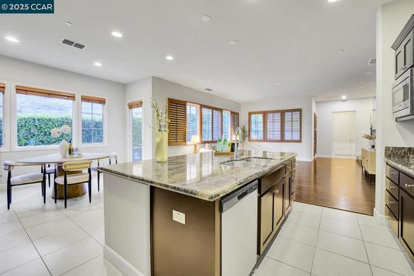Dining room, Interior, Kitchen, Recessed Lighting, Wood Texture Flooring