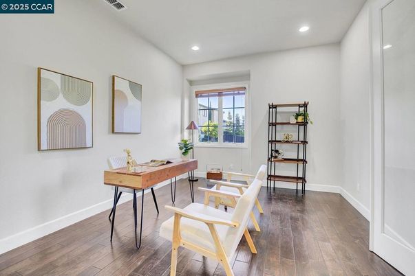 Home Office, Interior, Recessed Lighting, Wood Texture Flooring