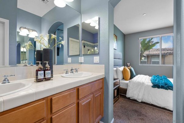 Bathroom, Bedroom, Dual Sink Vanities, Interior, Recessed Lighting, Tile Countertops