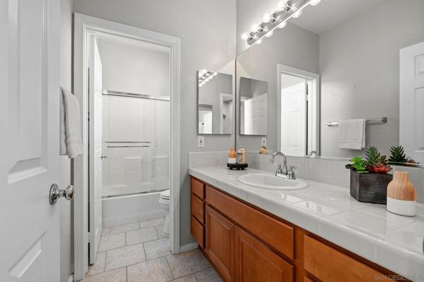 Bathroom, Dual Sink Vanities, Glass Shower, Interior, Tile Countertops