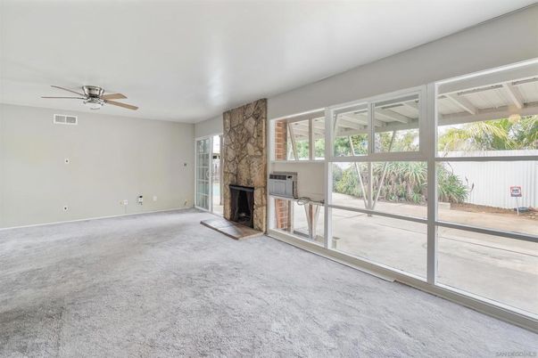 Empty room, Fireplace, Interior, Stone Walls