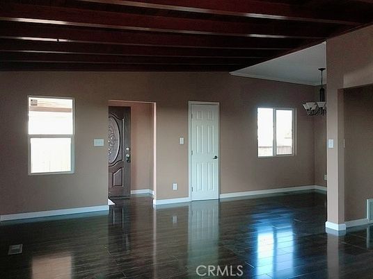 Chandelier, Empty room, Interior, Wooden Beams, Wood Texture Flooring